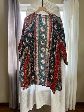 Billabong Rainy Roads Teal Print Kimono
